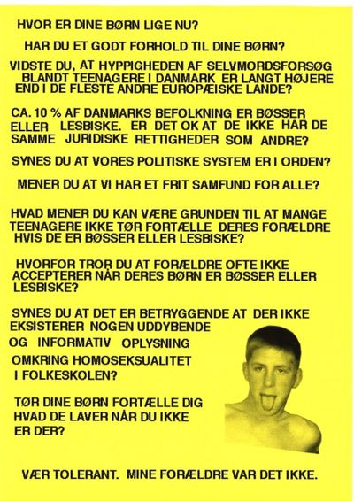 Henrik Olesen, Opfordring til bedre information om homoseksualitet i folkeskolen, 1998